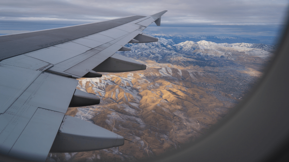 Mountains from plane window