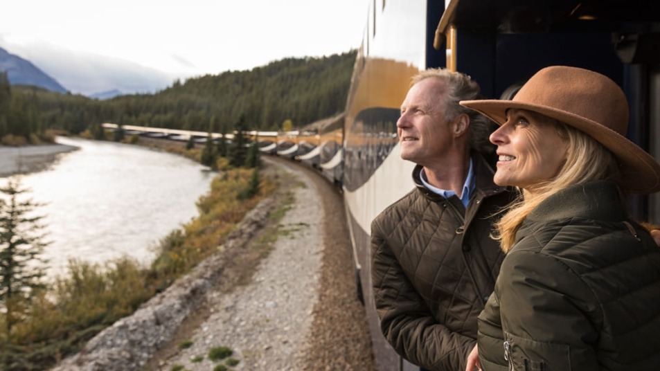 Guests looking at the view from the train