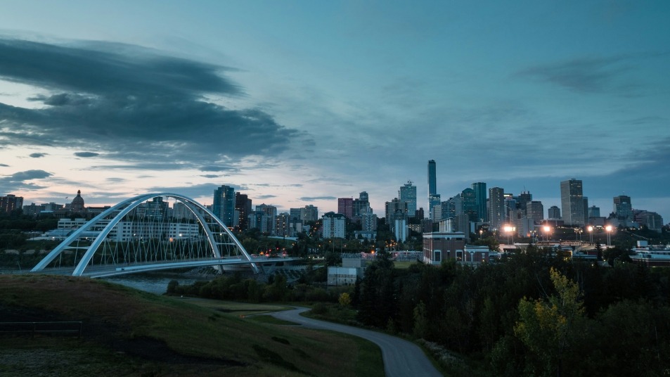 Edmonton skyline at dusk