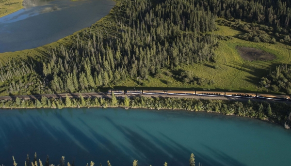 Scenic Rocky Mountaineer train journey ensuring passenger comfort and safety.