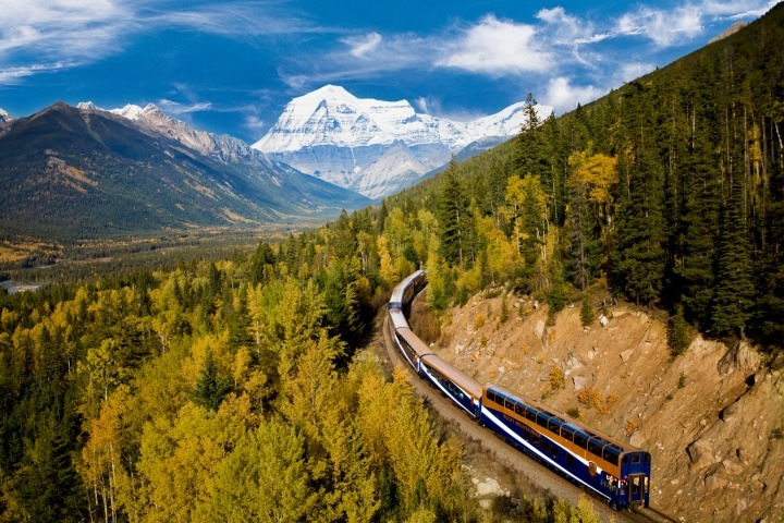 Train by Mount Robson.