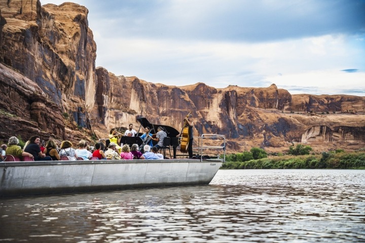 Floating boat concert on Colorado River
