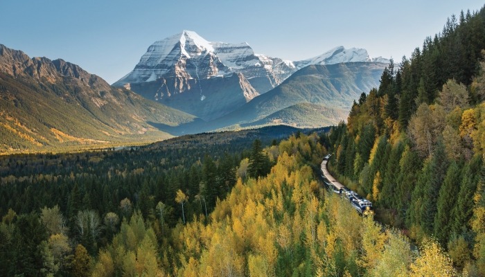 Rocky Mountaineer by Mount Robson