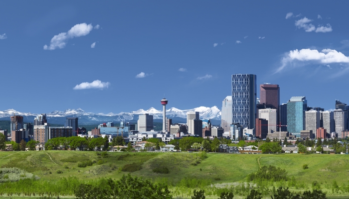 Building and mountain skyline