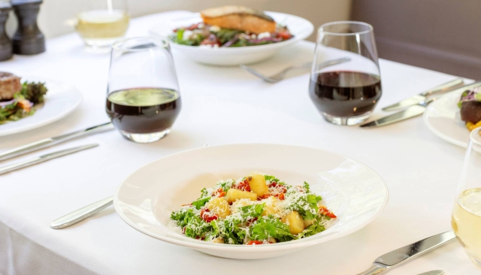 Gourmet meal prepared by Rocky Mountaineer chefs