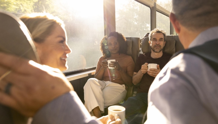 Guests in a SilverLeaf rail car