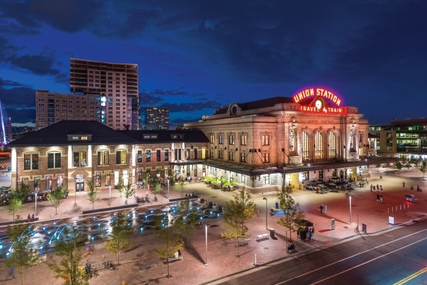 Denver Union Station at night