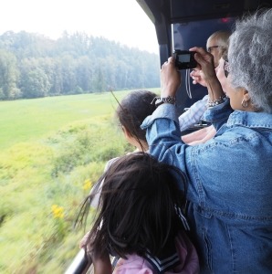 Family on viewing platform