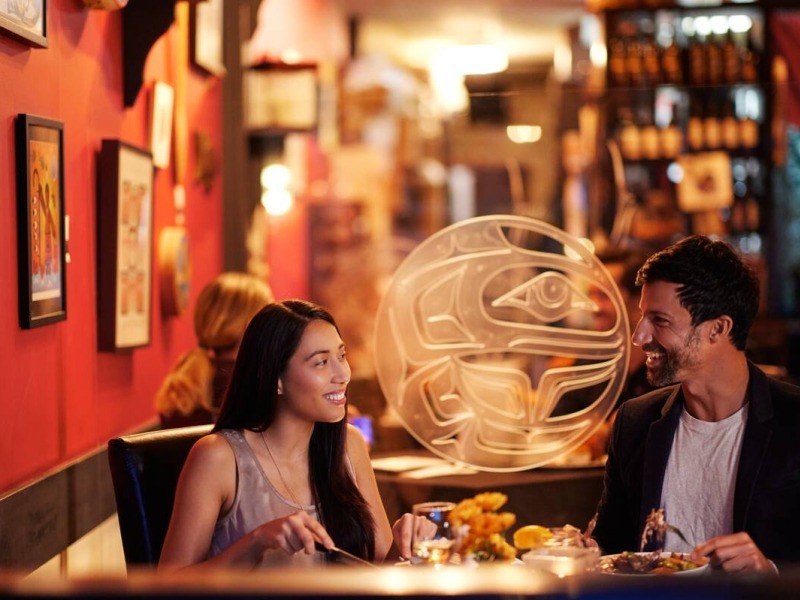 two people enjoying dinner in a Vancouver restaurant