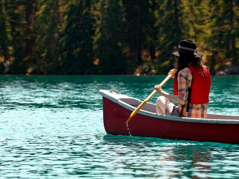 Canoeing on lake