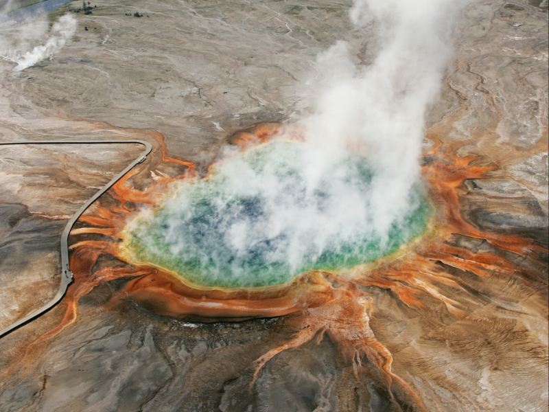Aerial view of Grand Prismatic Spring, Wyoming