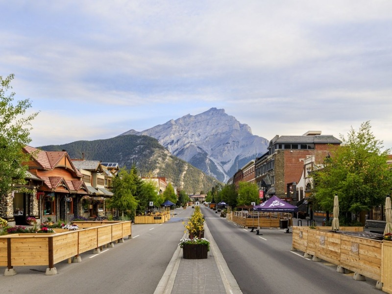 Banff Ave in Banff National Park, Alberta.