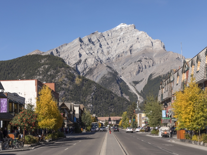 View of Cascade Mountain overlooking Banff Ave