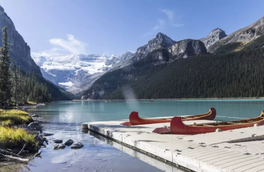 Lake Louise and canoes