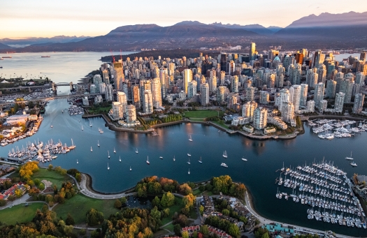 Aerial view of Vancouver and False Creek