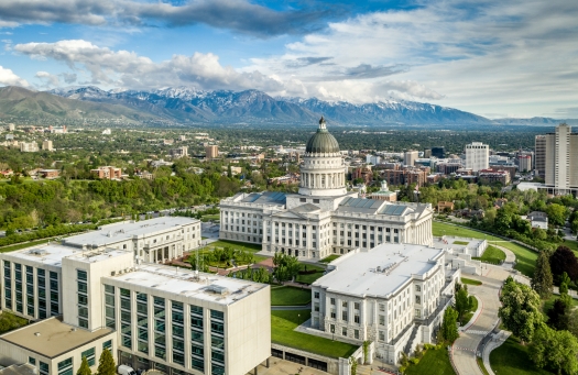 Salt Lake City skyline in the spring