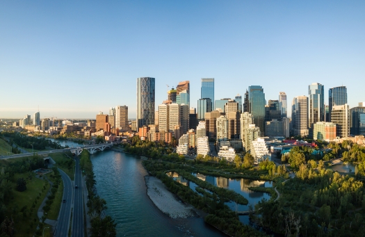 Calgary skyline with the Bow river