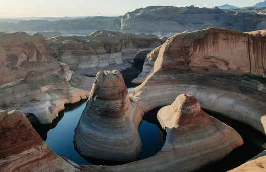 Aerial photo of Reflection Canyon in Moab.