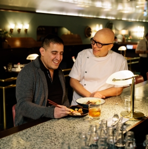 Chef Jefferson Alvarez and chef Joël Watanabe at Kissa Tanto. 
